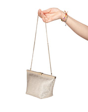 JIMMY CHOO POCHETTE GANACHE IN PELLE COLORE PLATINO