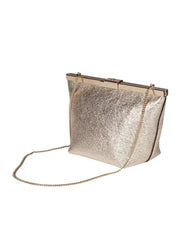 JIMMY CHOO POCHETTE GANACHE IN PELLE COLORE PLATINO