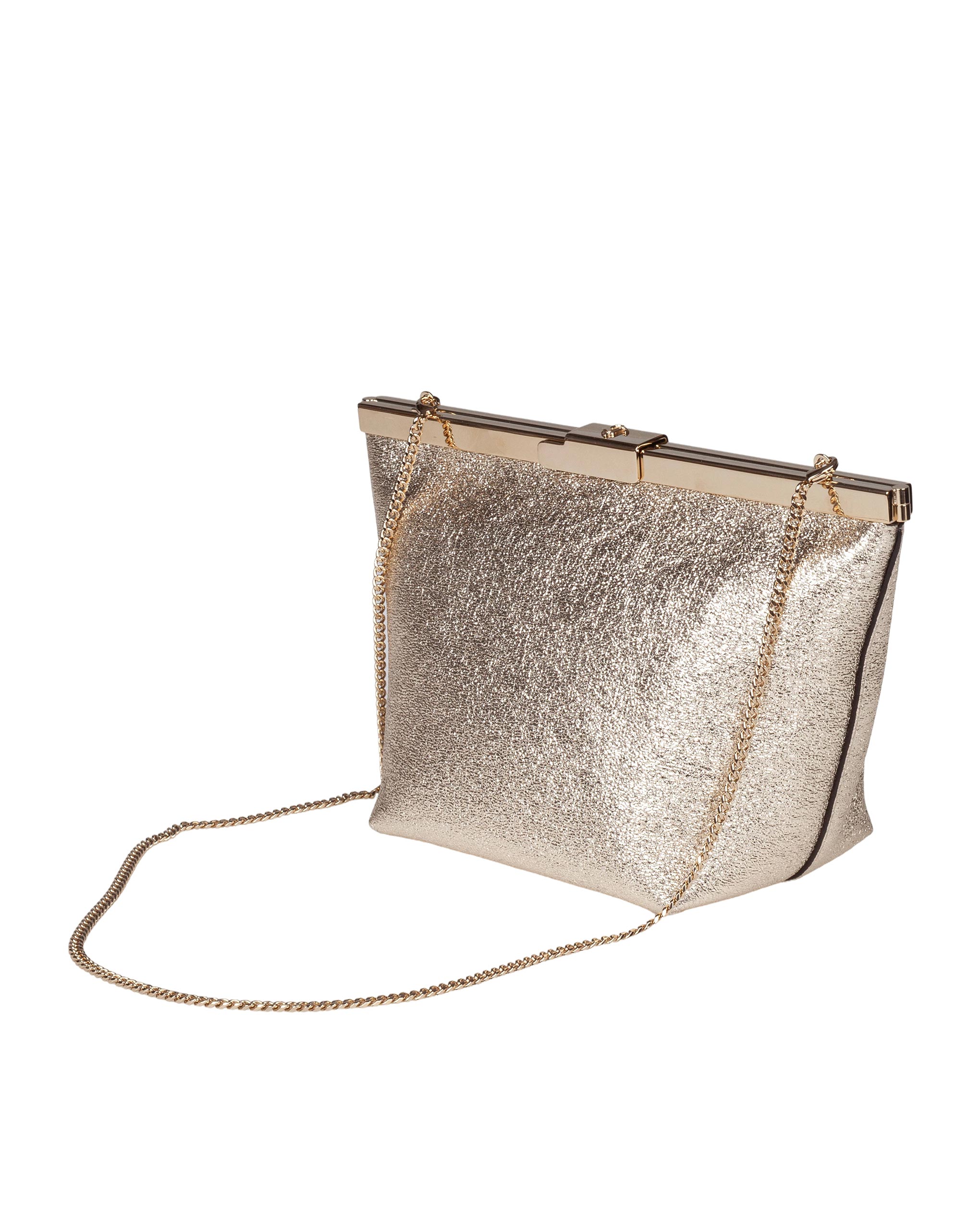 JIMMY CHOO POCHETTE GANACHE IN PELLE COLORE PLATINO