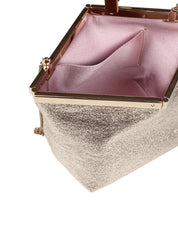 JIMMY CHOO POCHETTE GANACHE IN PELLE COLORE PLATINO
