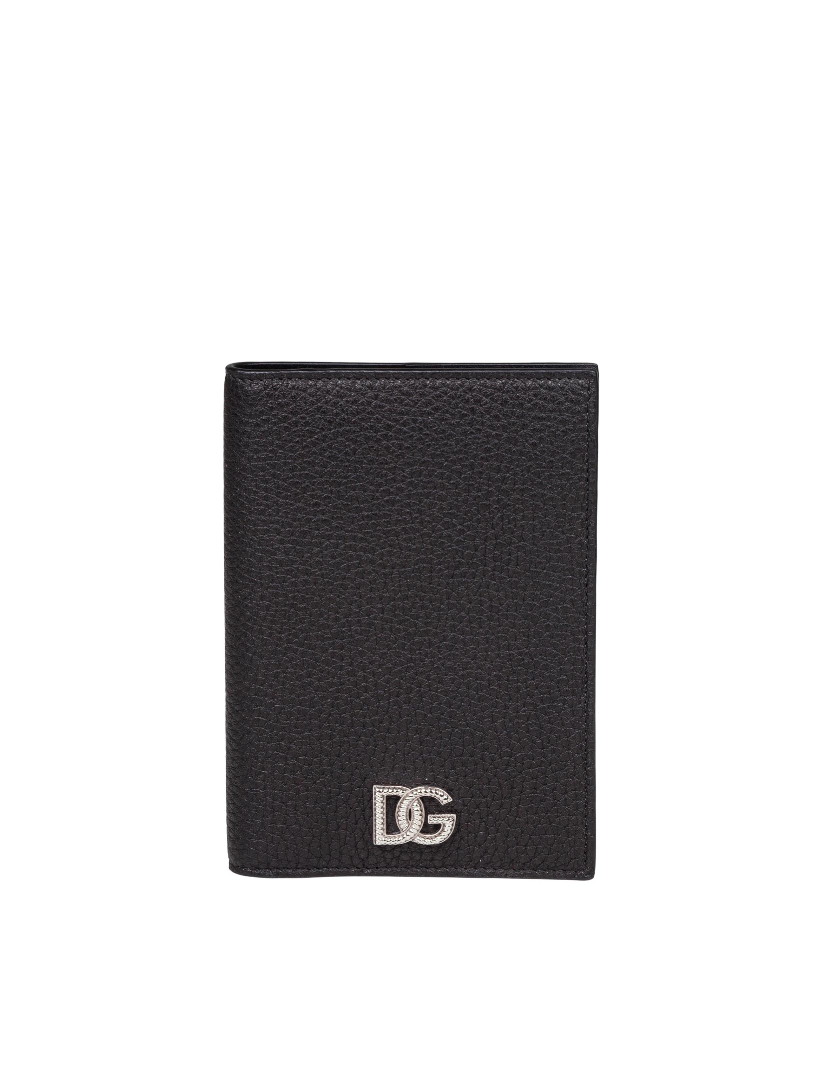 DOLCE & GABBANA BLACK LEATHER PASSPORT HOLDER