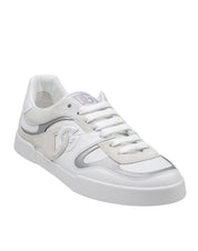 DOLCE & GABBANA SNEAKERS PORTOFINO IN PELLE BIANCA E SILVER