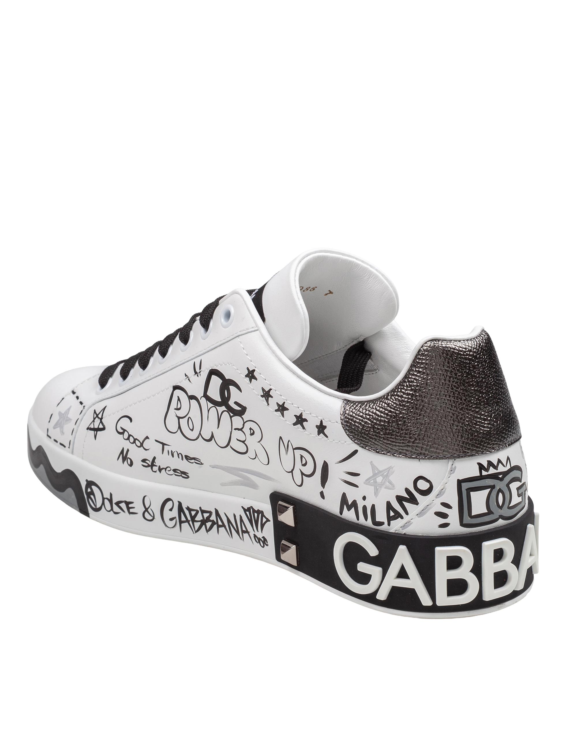 DOLCE & GABBANA SNEAKERS PORTOFINO IN PELLE E DIPINTA