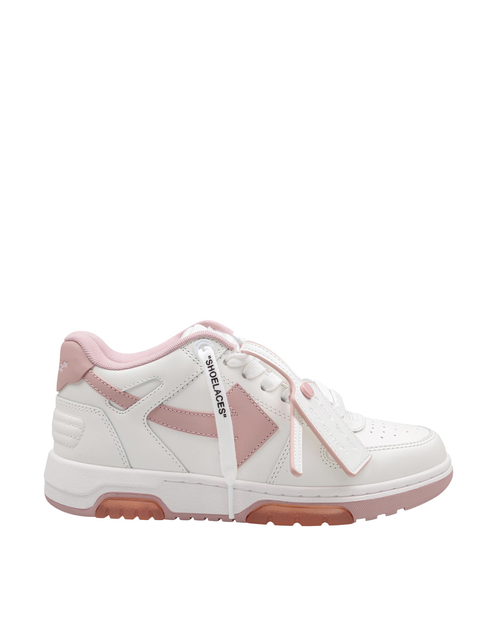 OFF-WHITE "OUT OF OFFICE" SNEAKERS IN WHITE AND PINK LEATHER