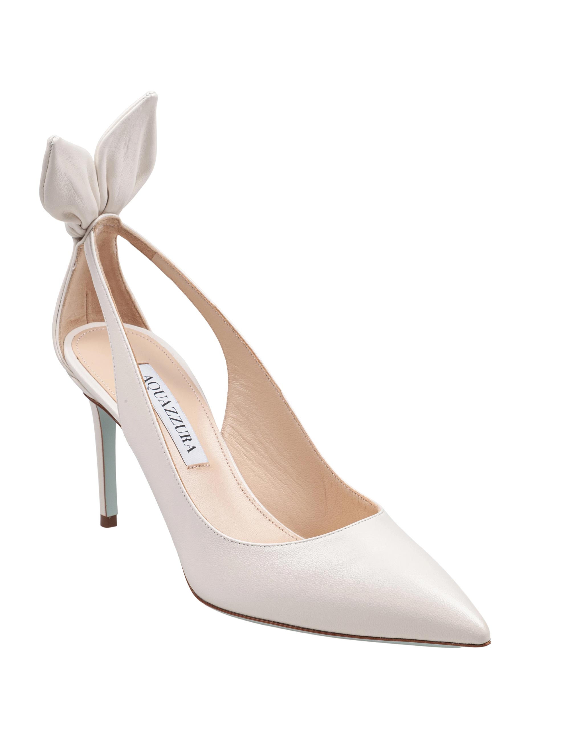 AQUAZZURRA BOW TIE DECOLLETE 85 IN WHITE NAPPA