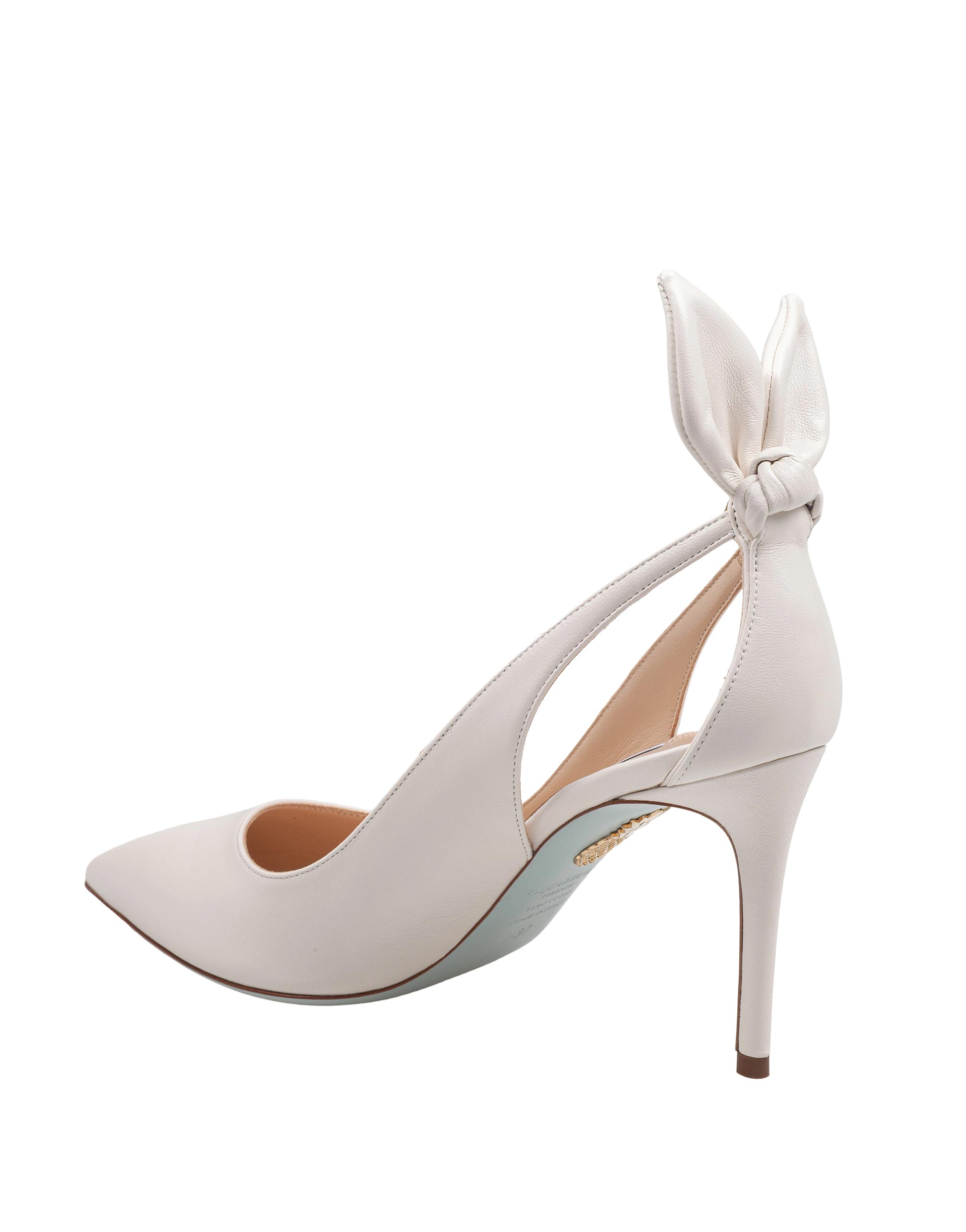AQUAZZURRA BOW TIE DECOLLETE 85 IN WHITE NAPPA