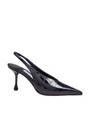 JIMMY CHOO ISA NAVY BLUE LEATHER PUMPS