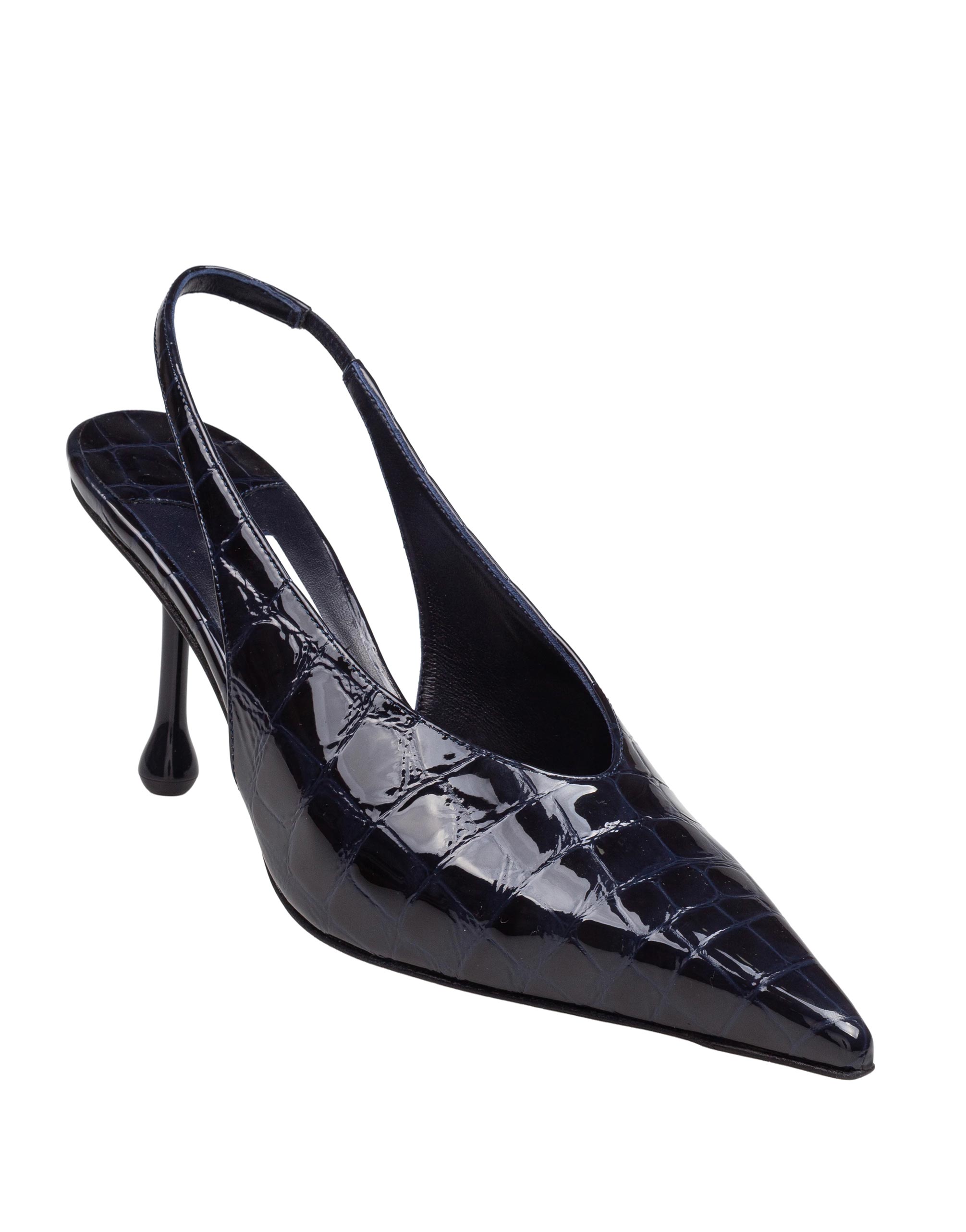 JIMMY CHOO ISA NAVY BLUE LEATHER PUMPS
