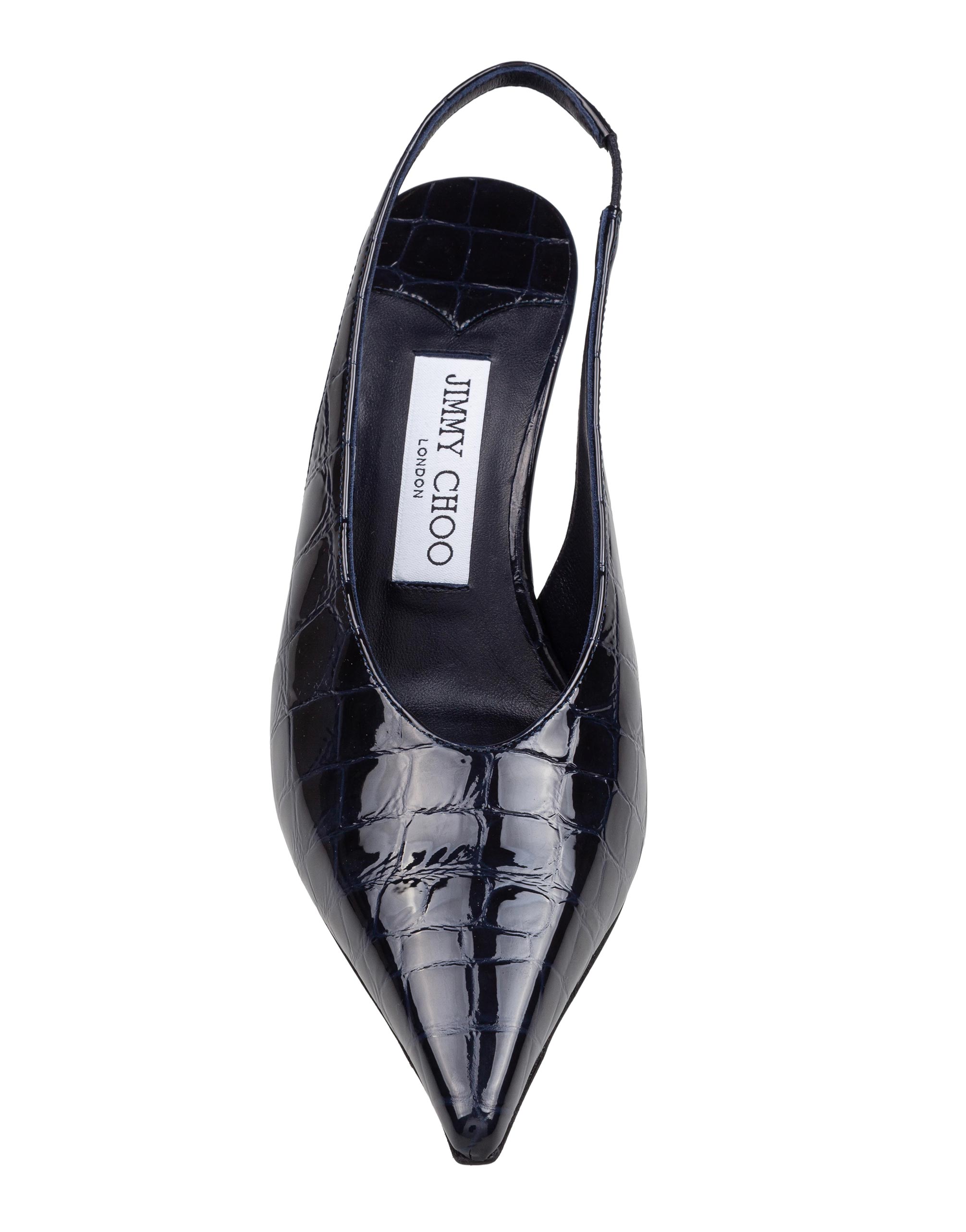 JIMMY CHOO ISA NAVY BLUE LEATHER PUMPS