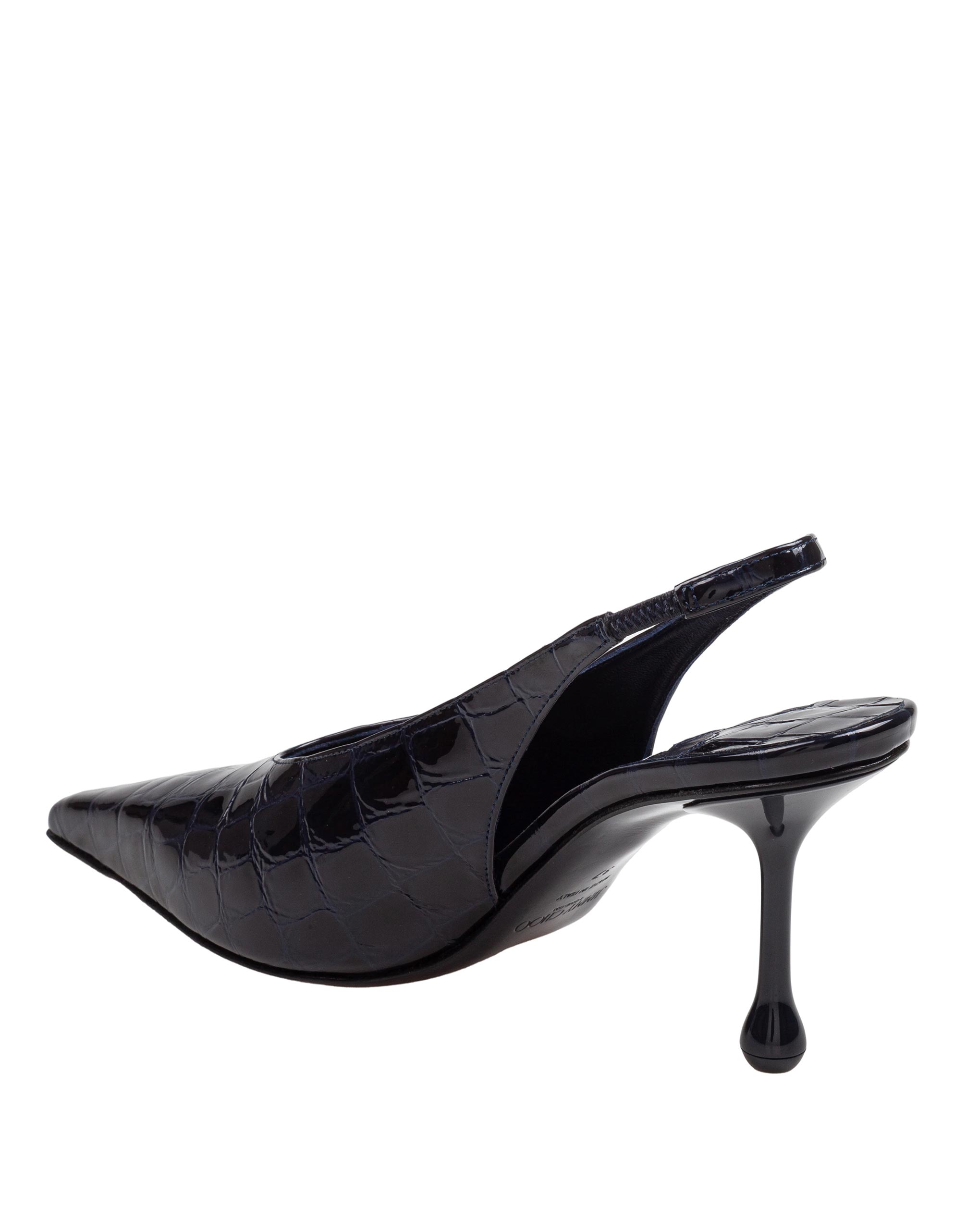 JIMMY CHOO ISA NAVY BLUE LEATHER PUMPS