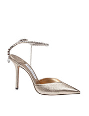JIMMY CHOO DECOLLETE' SAEDA DQM IN PELLE LAMINATA PLATINO