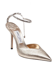 JIMMY CHOO DECOLLETE' SAEDA DQM IN PELLE LAMINATA PLATINO