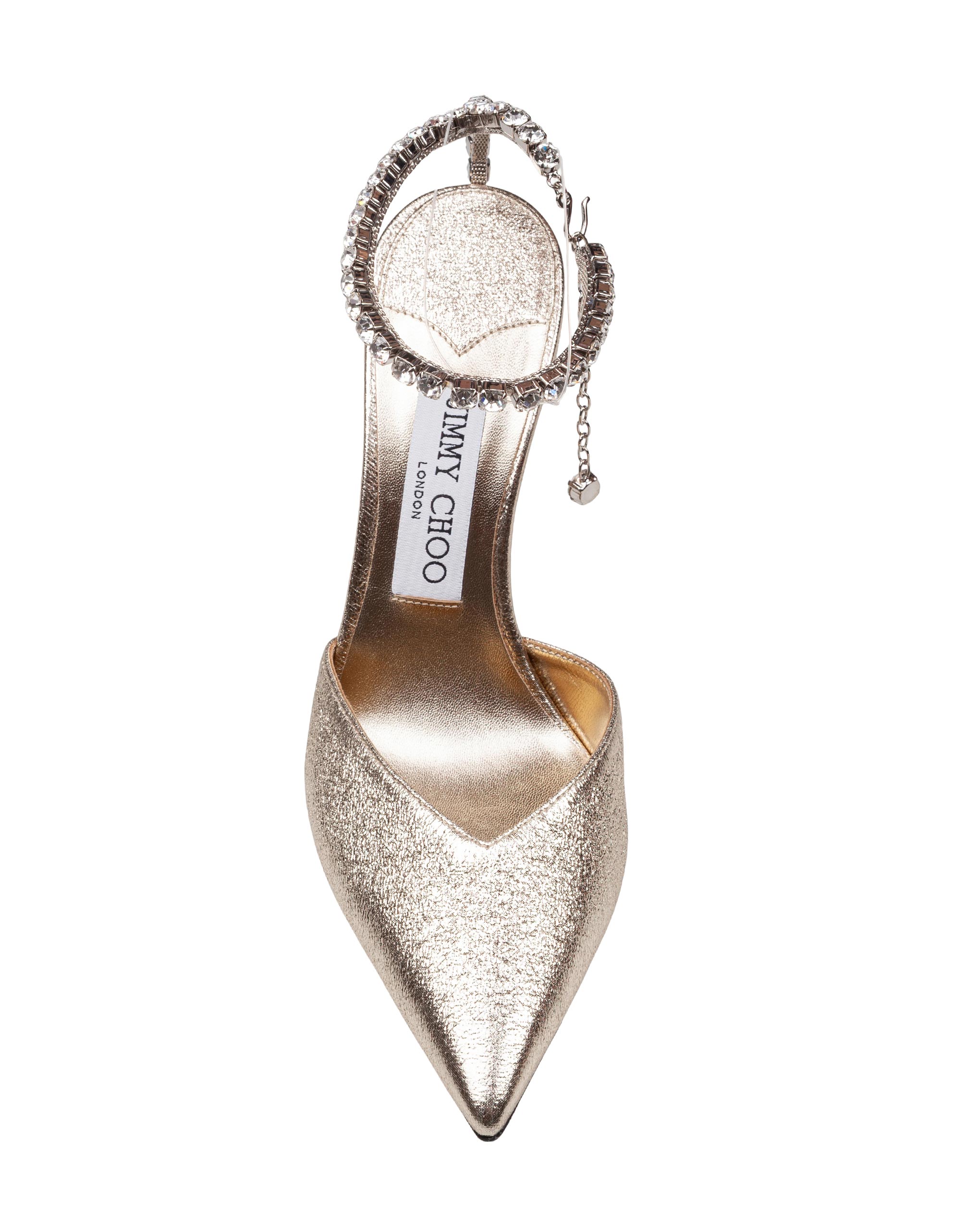 JIMMY CHOO DECOLLETE' SAEDA DQM IN PELLE LAMINATA PLATINO