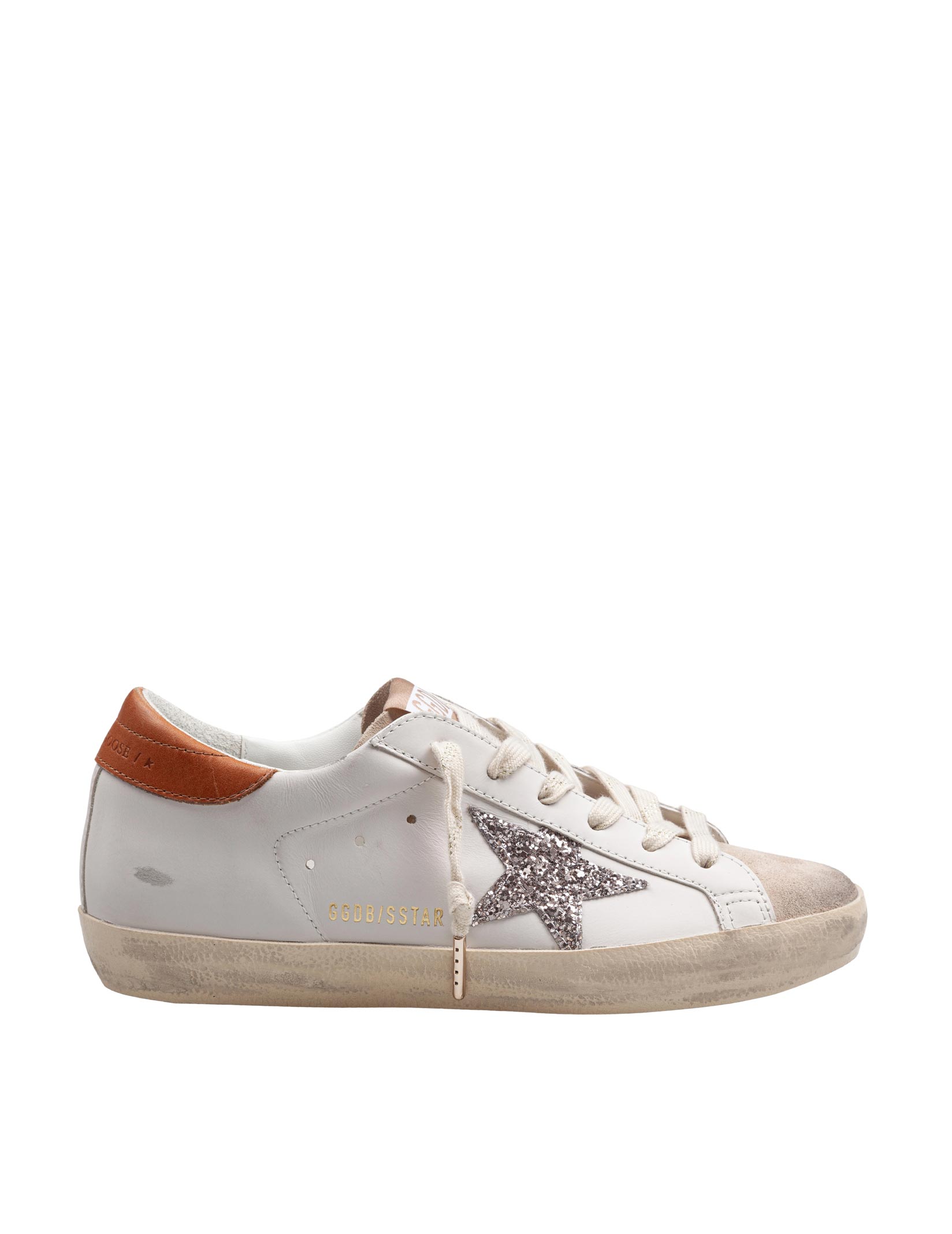 GOLDEN GOOSE SUPERSTAR SNEAKERS IN WHITE/TAN LEATHER AND SUEDE