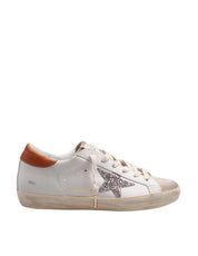 GOLDEN GOOSE SUPERSTAR SNEAKERS IN WHITE/TAN LEATHER AND SUEDE