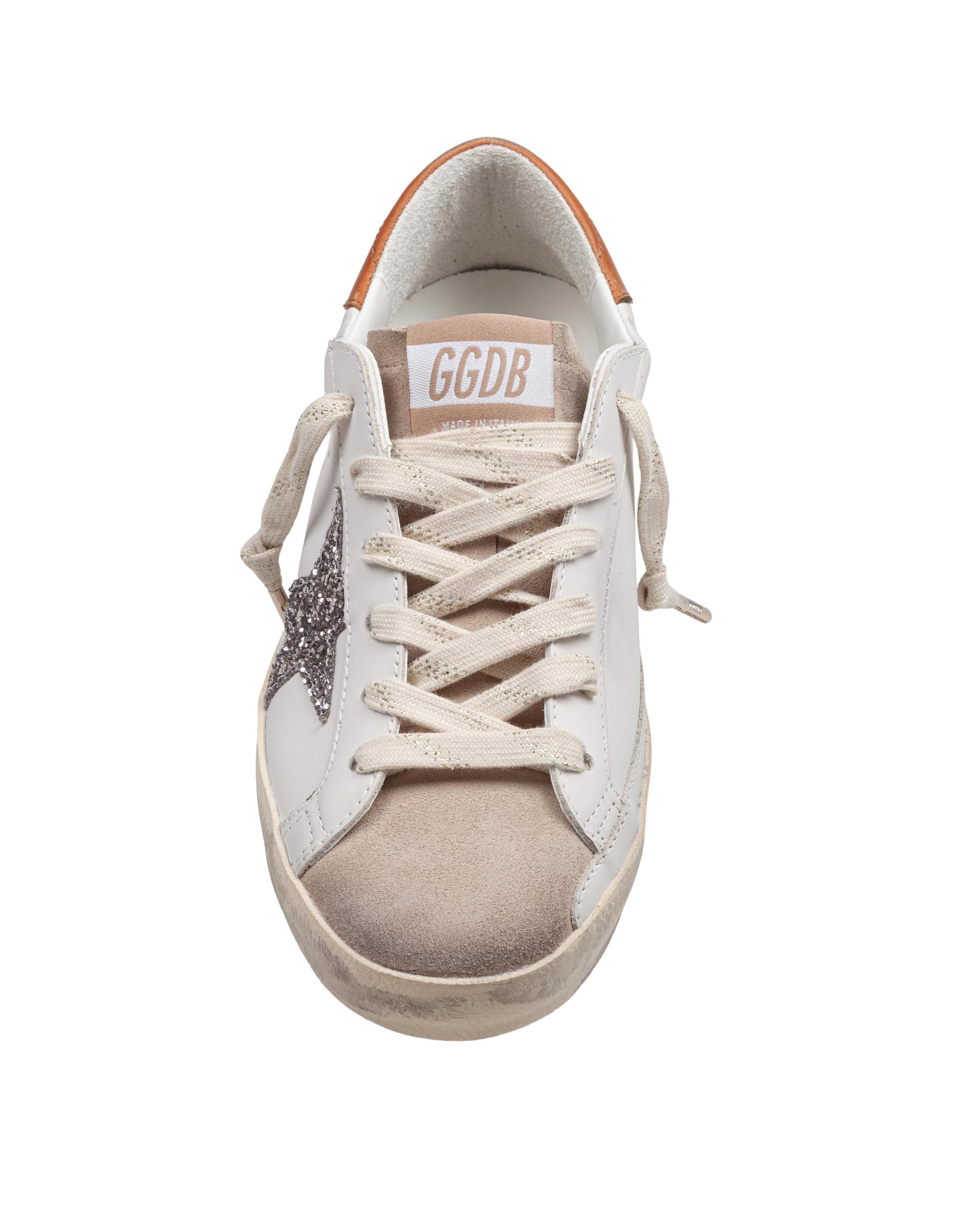 GOLDEN GOOSE SUPERSTAR SNEAKERS IN WHITE/TAN LEATHER AND SUEDE