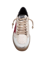 GOLDEN GOOSE SNEAKERS BALLSTAR IN NAPPA COLORE BURRO E ROSSO