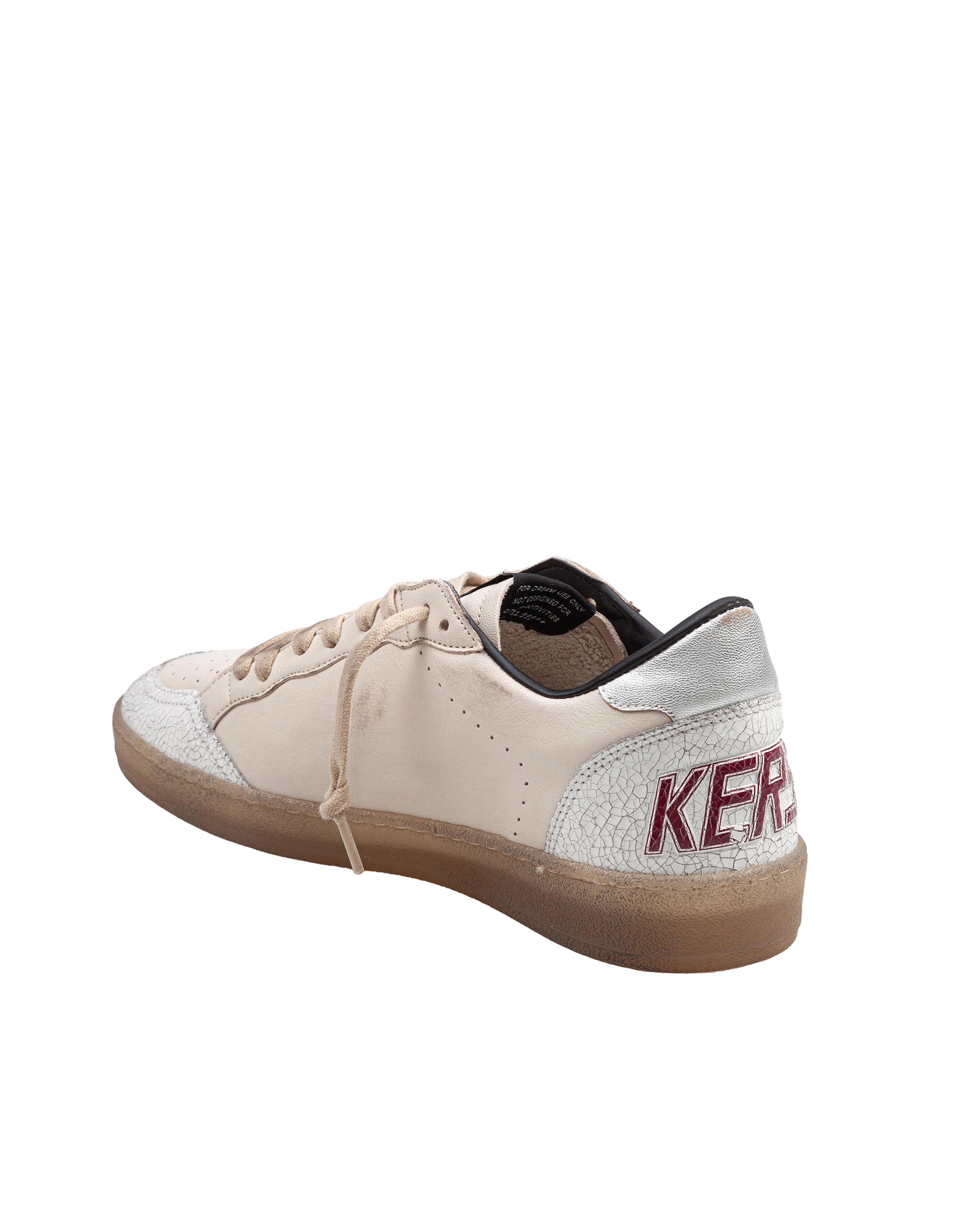 GOLDEN GOOSE SNEAKERS BALLSTAR IN NAPPA COLORE BURRO E ROSSO