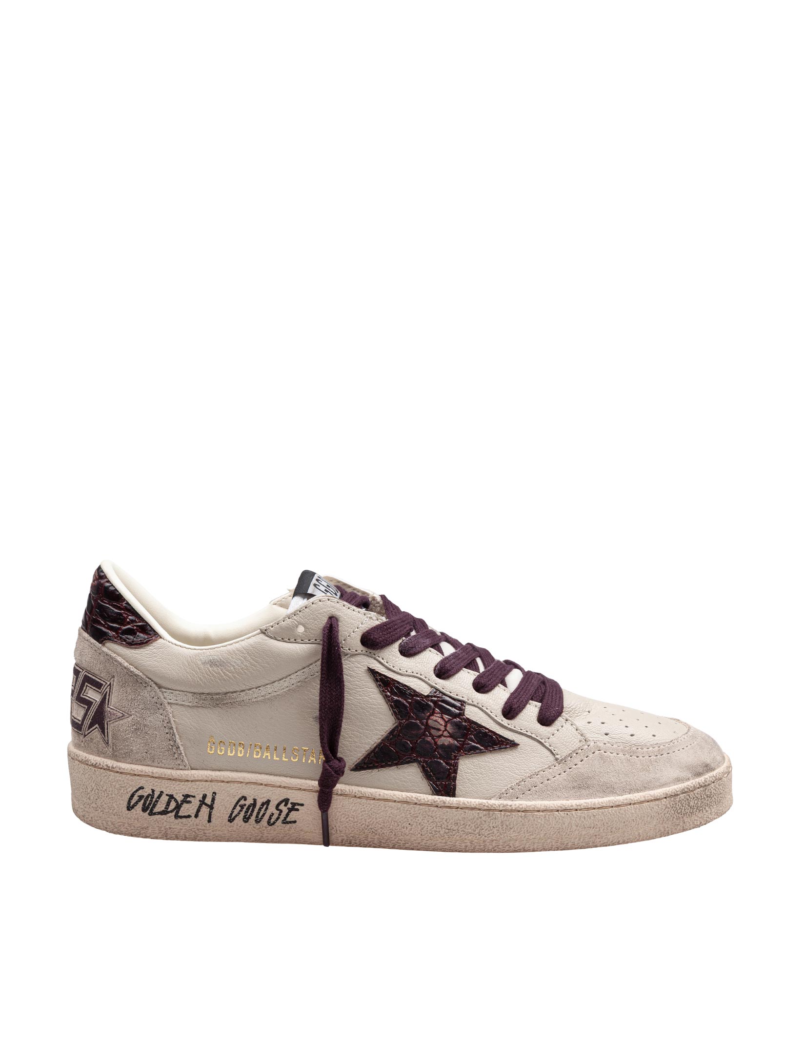 GOLDEN GOOSE SNEAKERS BALLSTAR IN NAPPA E CAMOSCIO COLORE CREMA