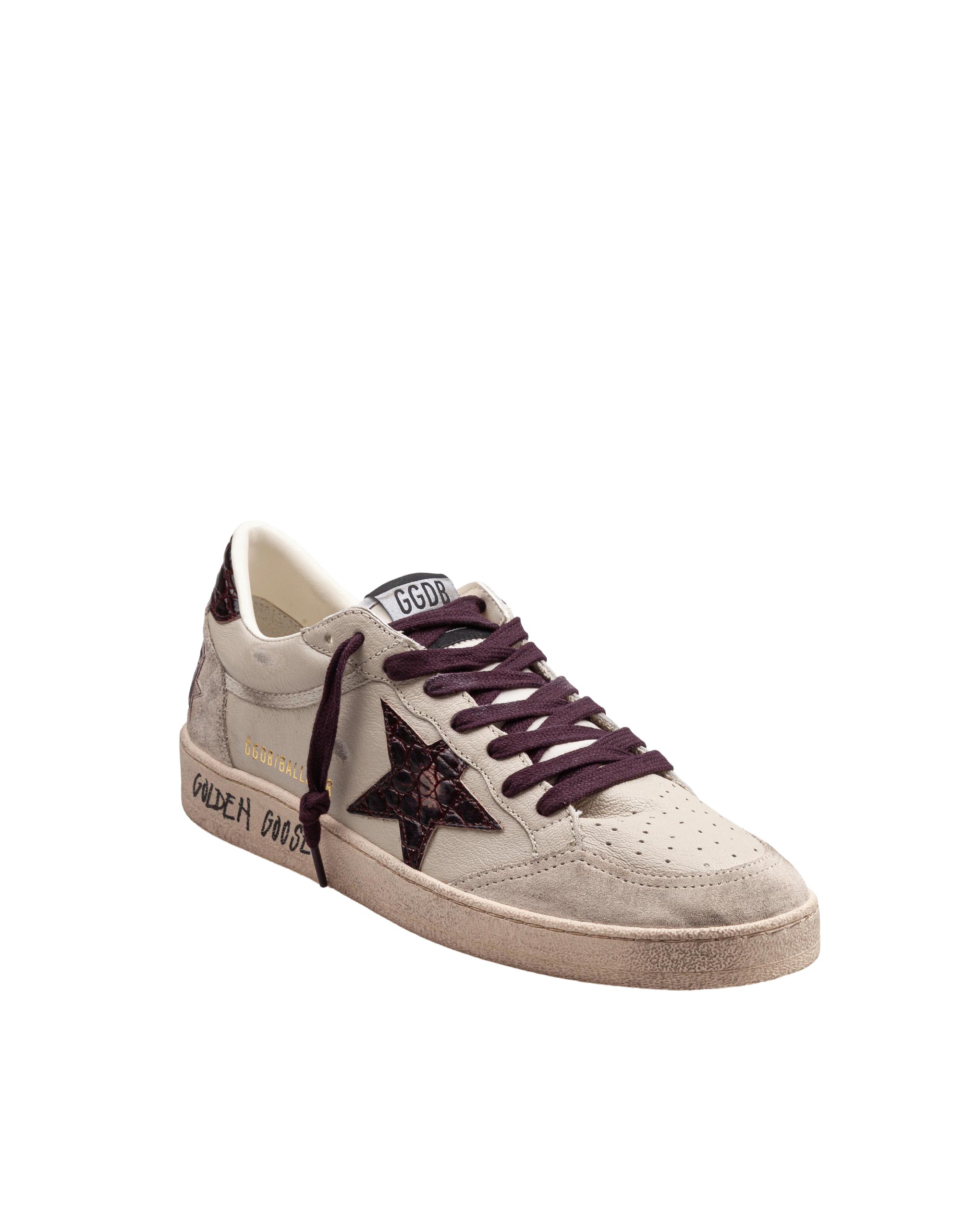 GOLDEN GOOSE SNEAKERS BALLSTAR IN NAPPA E CAMOSCIO COLORE CREMA