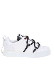 DOLCE & GABBANA PORTOFINO LEATHER AND PATENT LEATHER SNEAKERS
