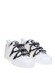 DOLCE & GABBANA PORTOFINO LEATHER AND PATENT LEATHER SNEAKERS
