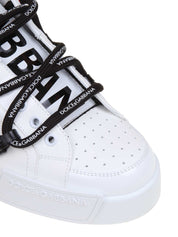 DOLCE & GABBANA PORTOFINO LEATHER AND PATENT LEATHER SNEAKERS