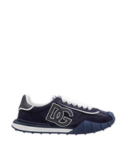 DOLCE & GABBANA ATHLETIC SNEAKERS IN BLUE AND WHITE FABRIC