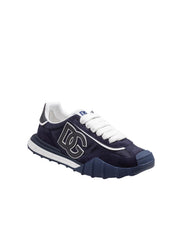 DOLCE & GABBANA ATHLETIC SNEAKERS IN BLUE AND WHITE FABRIC