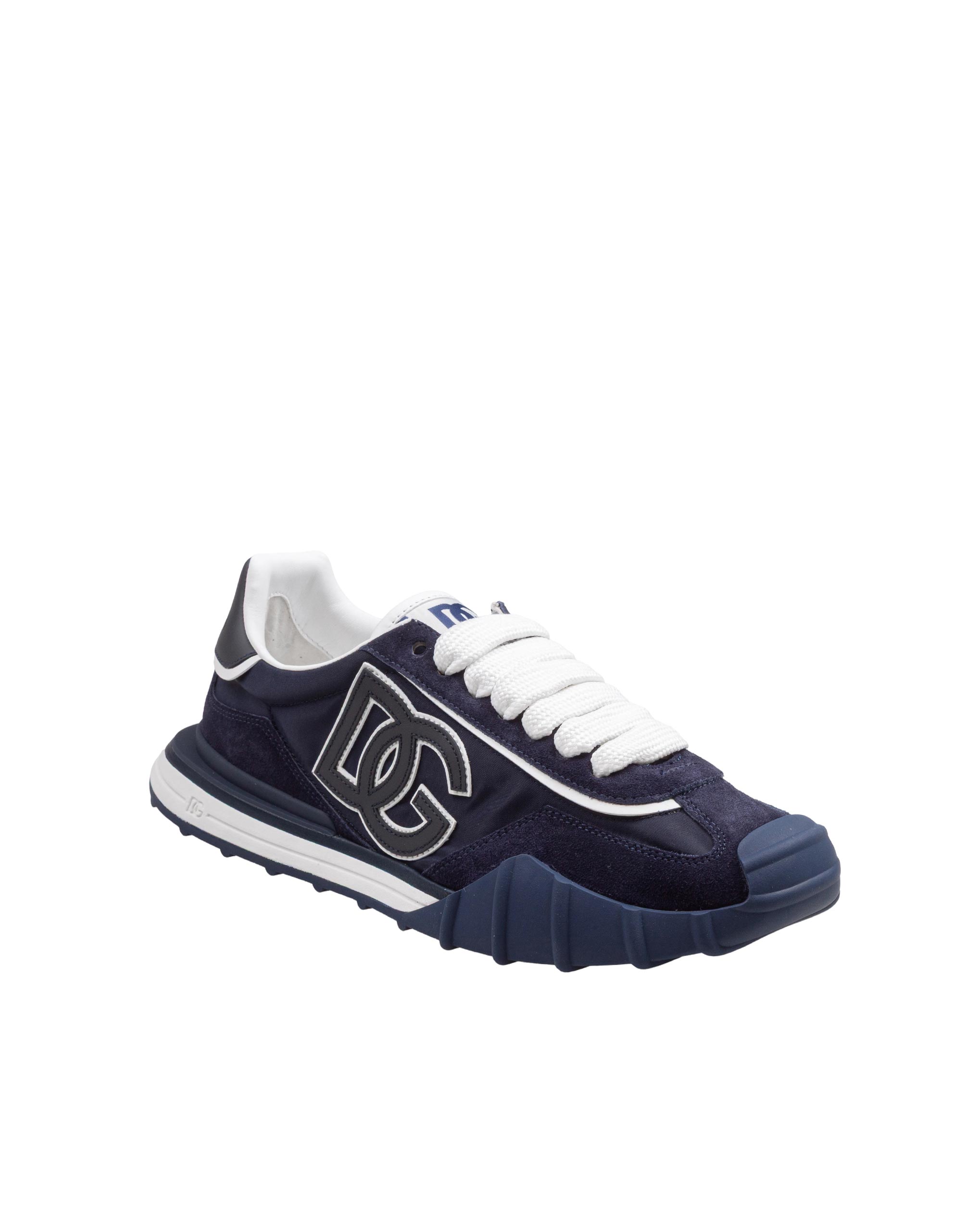 DOLCE & GABBANA ATHLETIC SNEAKERS IN BLUE AND WHITE FABRIC