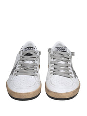 GOLDEN GOOSE BALLSTAR SNEAKERS IN PELLE COLORE BIANCO/ARGENTO