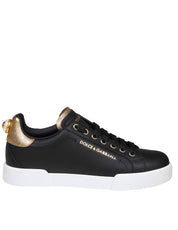 DOLCE & GABBANA SNEAKERS PORTOFINO IN PELLE CON PERLA