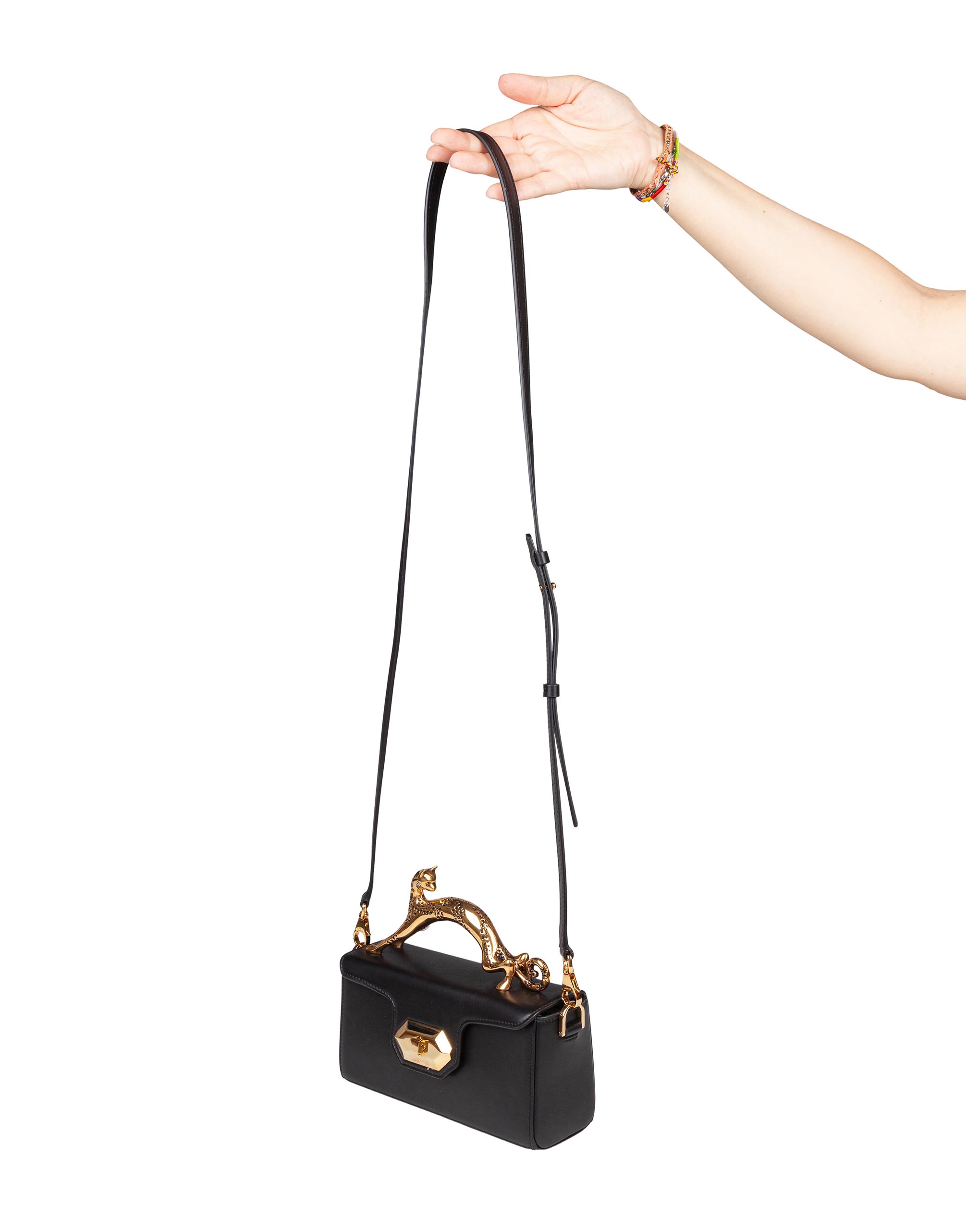 LANVIN BORSA A MANO PENCIL CAT NANO IN PELLE COLORE NERO