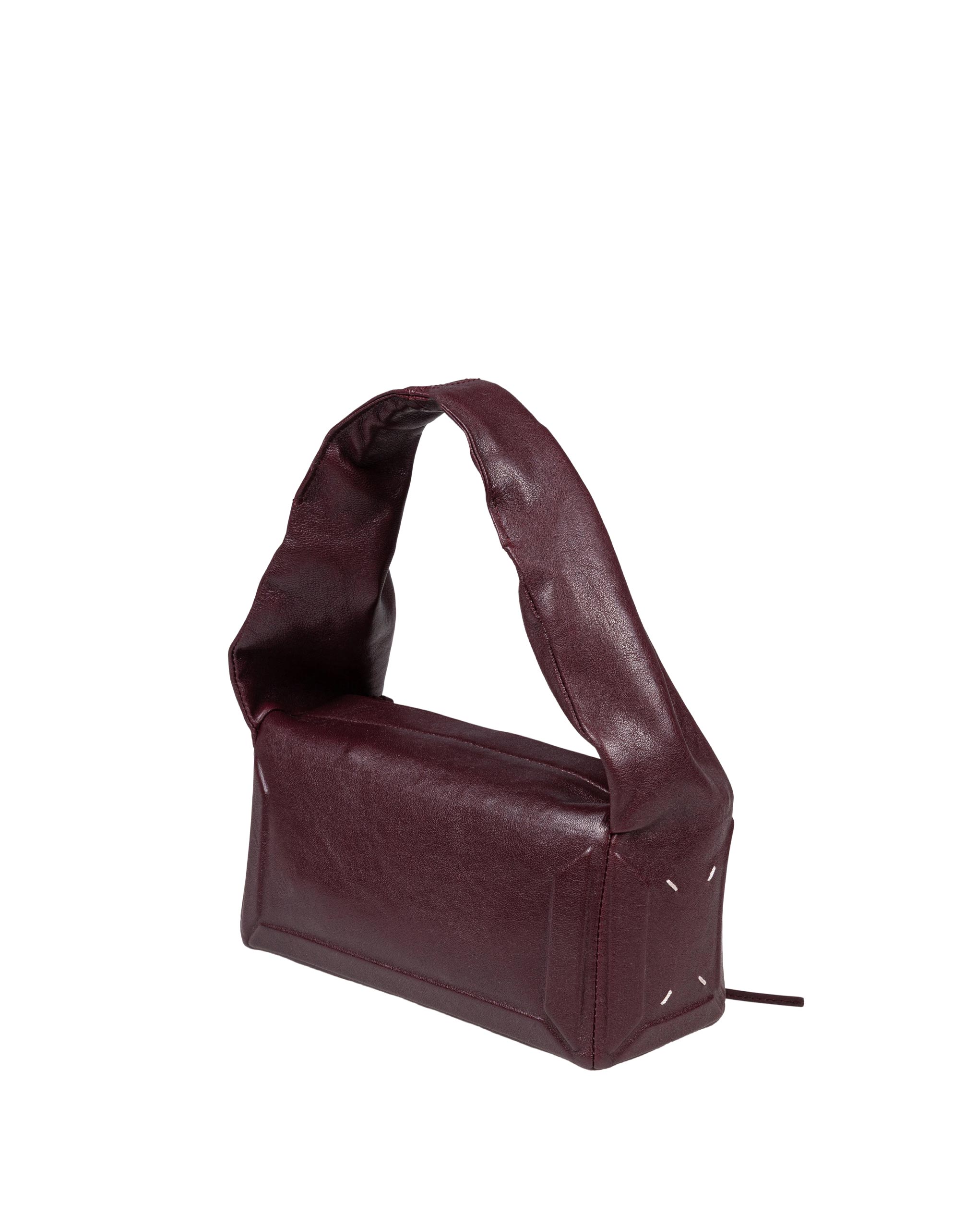 MAISON MARGIELA EAST WEST SMALL SHOULDER BAG IN BORDEAUX LEATHER