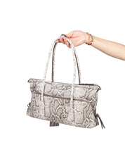 MAISON MARGIELA 5AC EAST WEST PYTHON-PRINT LEATHER SHOULDER BAG