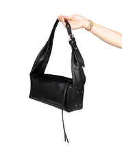 MAISON MARGIELA BLACK LEATHER EAST WEST MEDIUM SHOULDER BAG