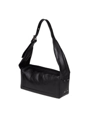 MAISON MARGIELA BLACK LEATHER EAST WEST MEDIUM SHOULDER BAG