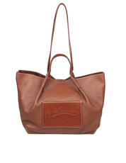 LANVIN SHOPPING BAG CATCH IN PELLE COLORE CUOIO