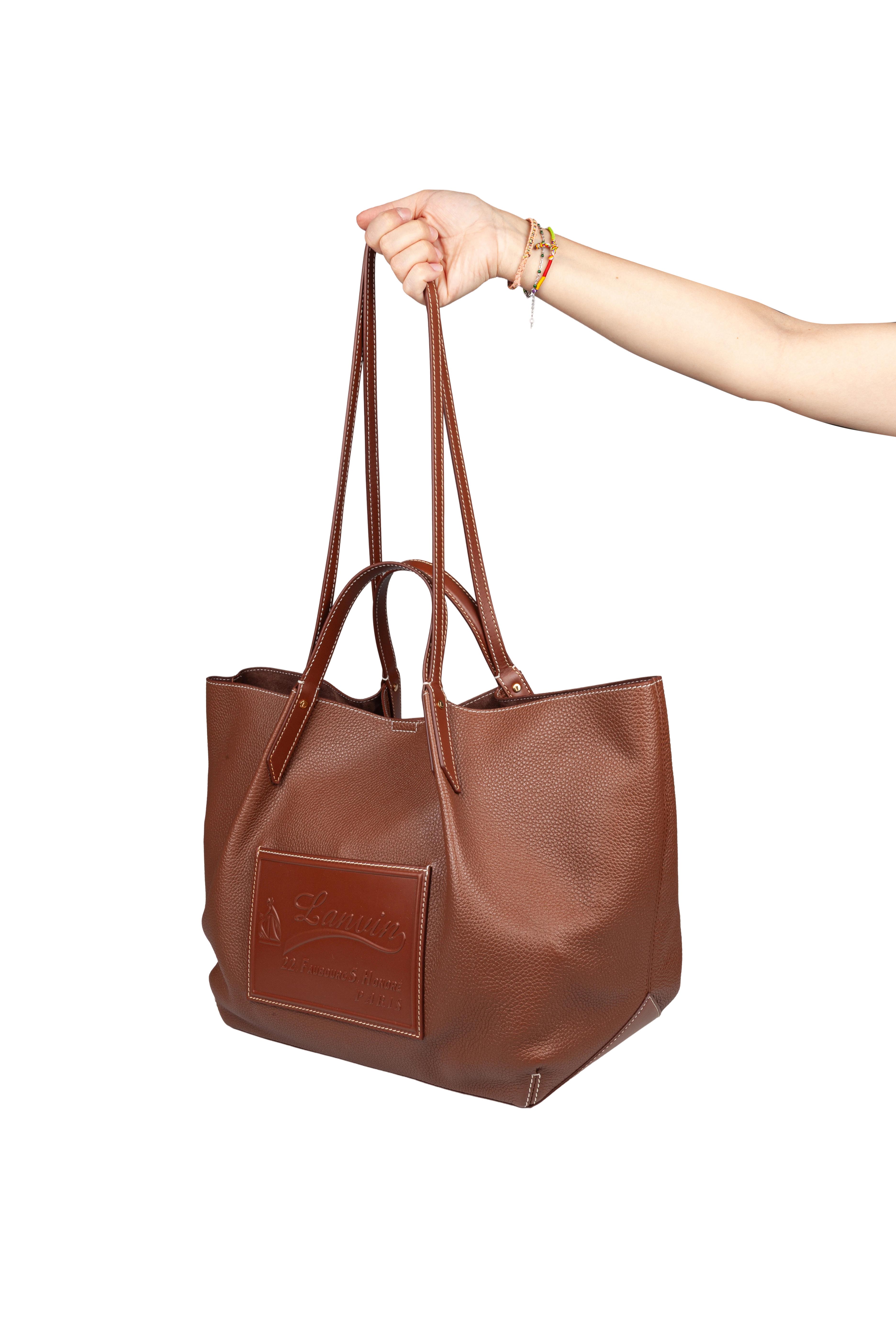 LANVIN SHOPPING BAG CATCH IN PELLE COLORE CUOIO