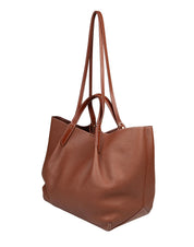 LANVIN SHOPPING BAG CATCH IN PELLE COLORE CUOIO