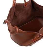 LANVIN SHOPPING BAG CATCH IN PELLE COLORE CUOIO