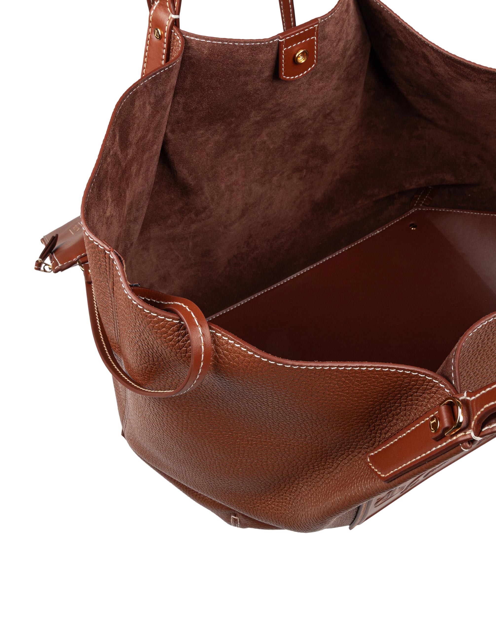LANVIN SHOPPING BAG CATCH IN PELLE COLORE CUOIO