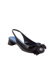 LANVIN SLINGBACK BOW SMALL HEEL NERO CON APPLICAZIONI