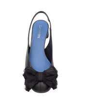 LANVIN SLINGBACK BOW SMALL HEEL NERO CON APPLICAZIONI