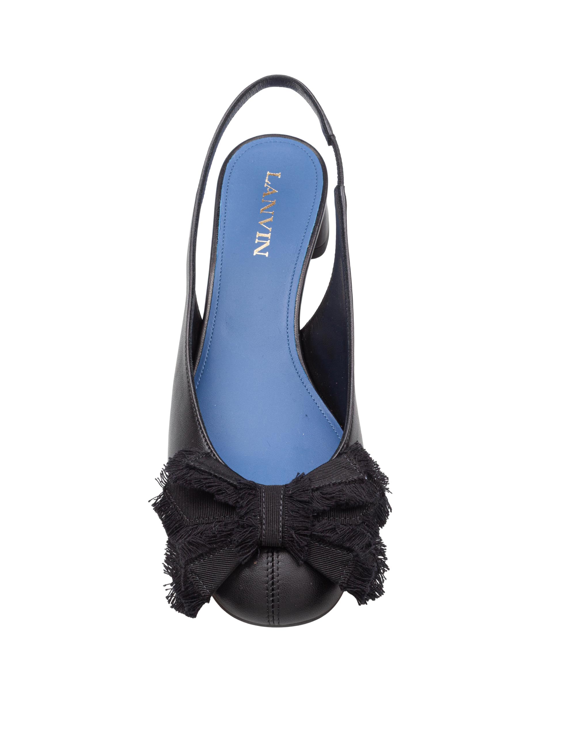 LANVIN SLINGBACK BOW SMALL HEEL NERO CON APPLICAZIONI