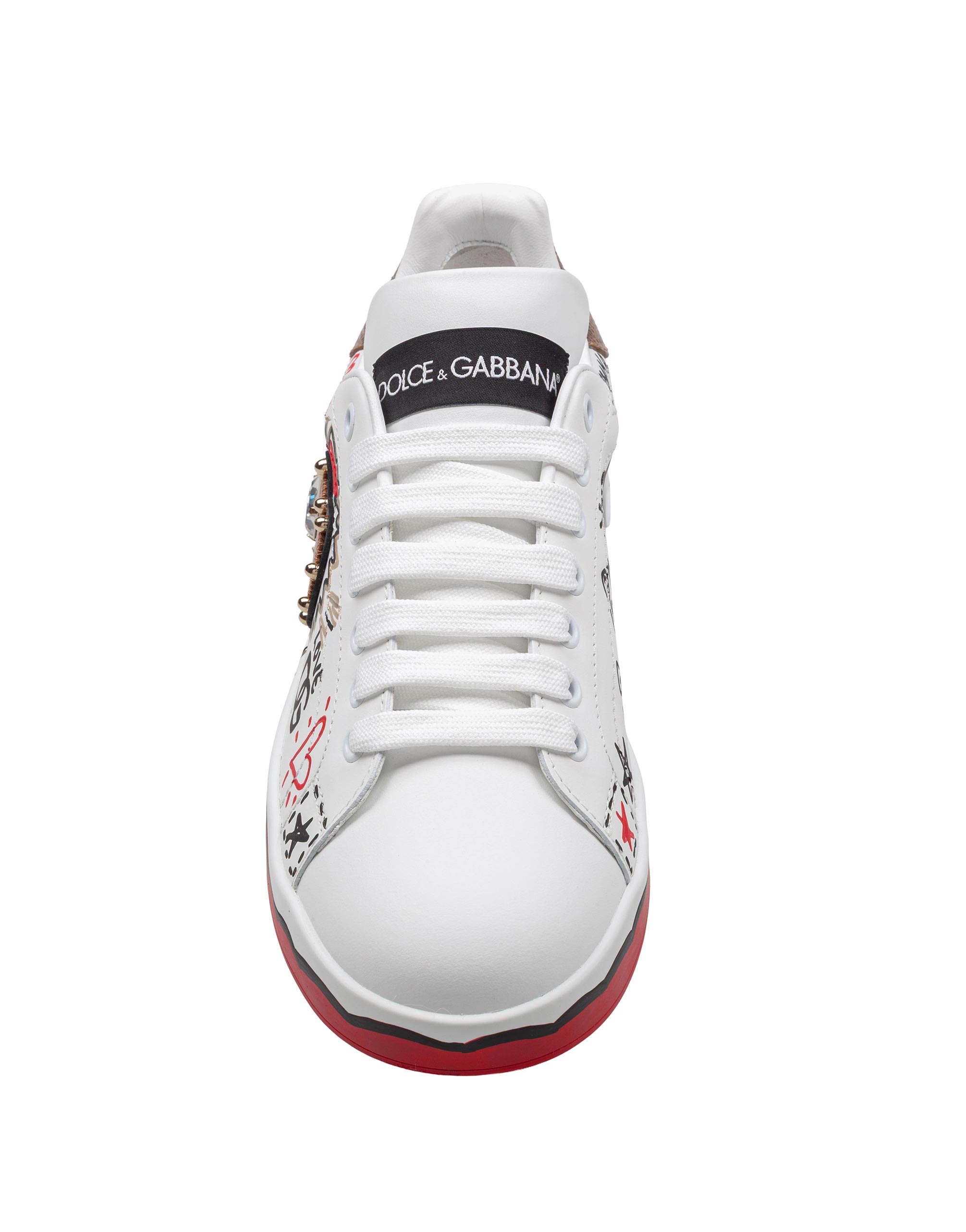 DOLCE & GABBANA PORTOFINO LEATHER SNEAKER WITH GRAFFITI
