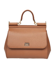 DOLCE & GABBANA BORSA SICILY IN PELLE COLORE CARAMELLO