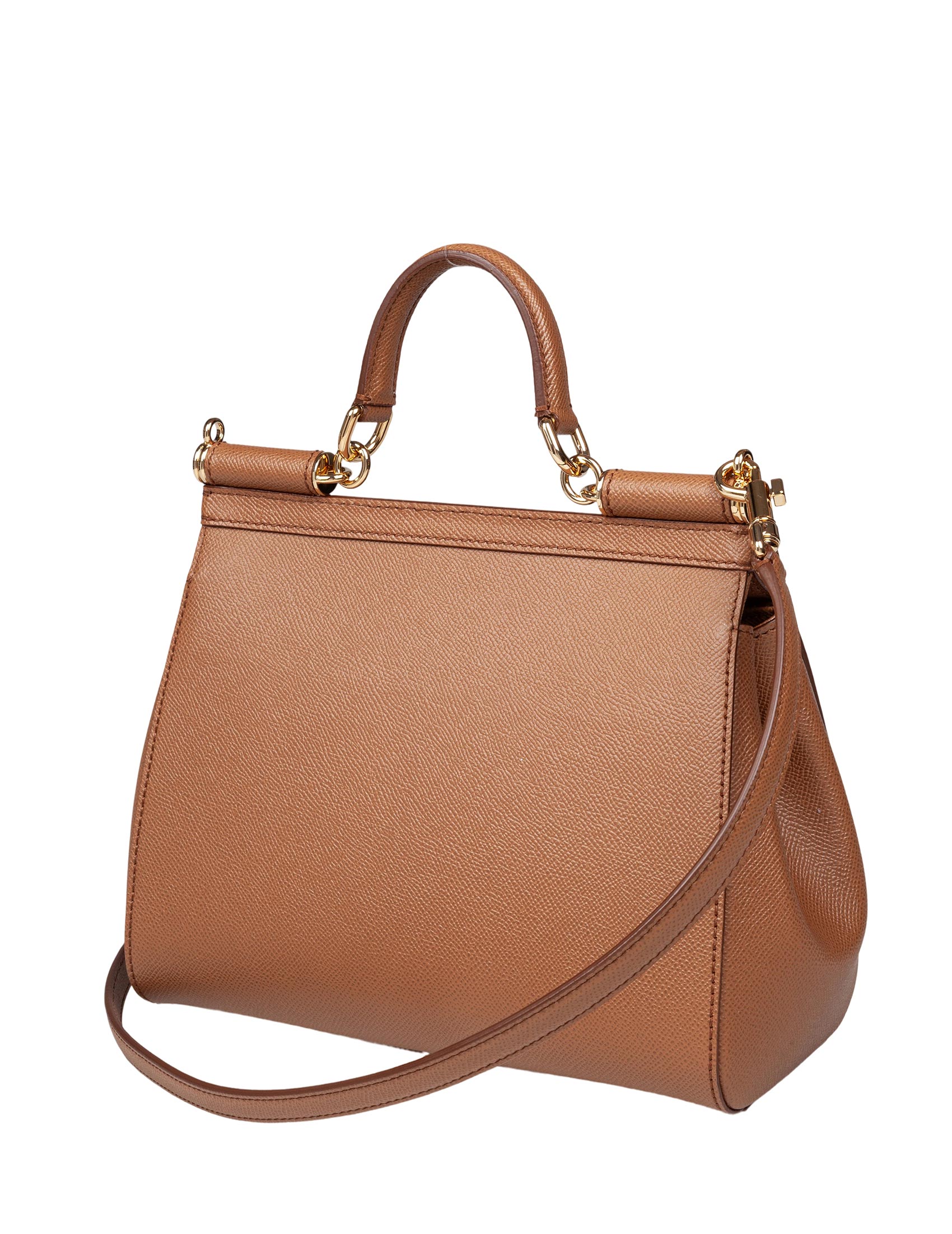 DOLCE & GABBANA BORSA SICILY IN PELLE COLORE CARAMELLO