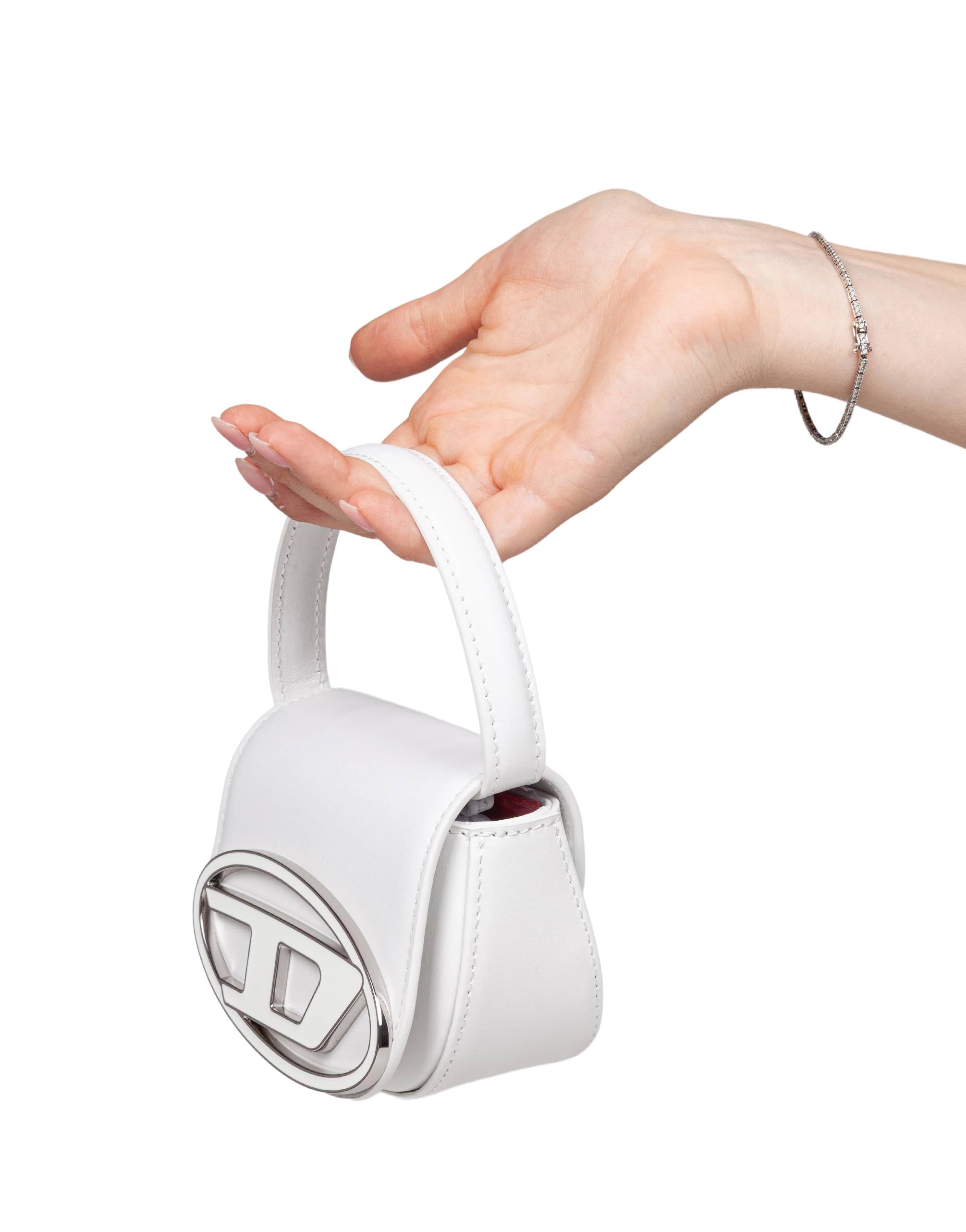 DIESEL MINI BORSA A MANO 1DR IN PELLE COLORE BIANCO