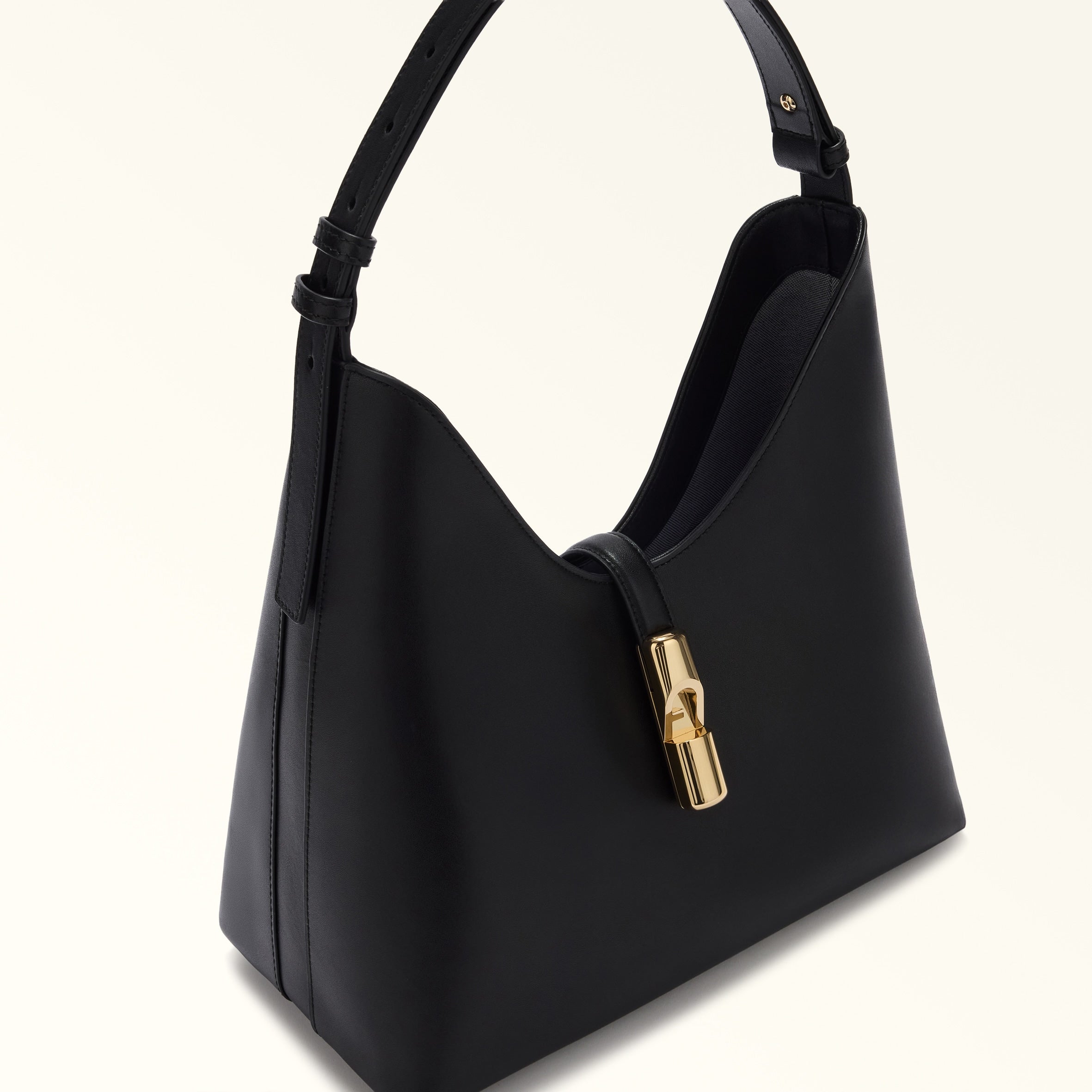 FURLA GOCCIA M HOBO IN LEATHER BLACK